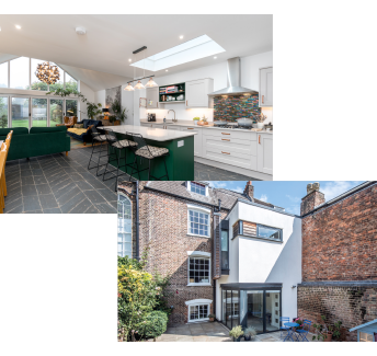 Modern extension to heritage crescent home